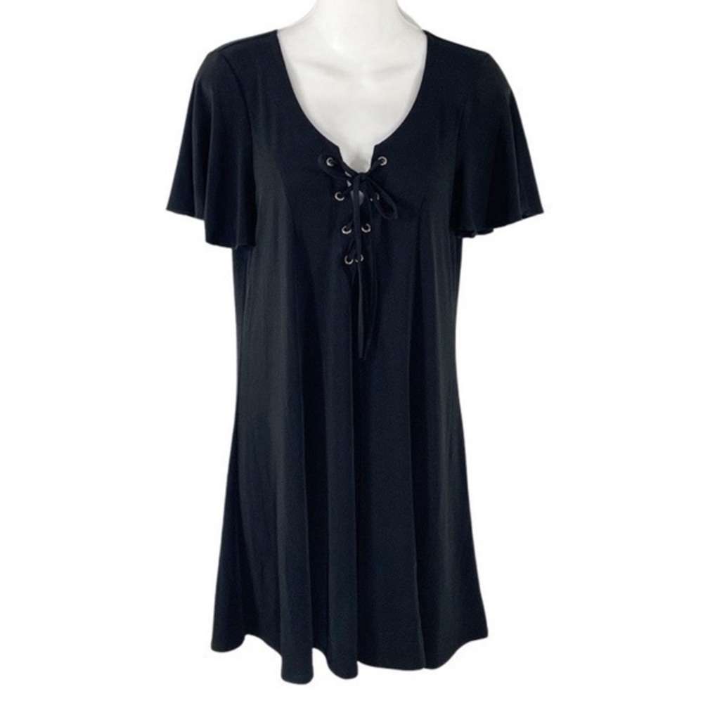 NWT SMYM Show Me Your Mumu Matilda Black Lace Up Jersey Dress Small S H24